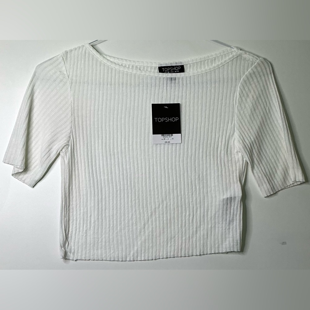 Topshop cropped white t shirt women’s 6 White Short Sleeve Basic New